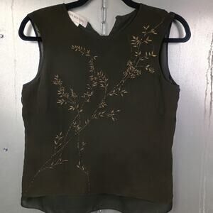 Jones New York Vintage Y2K 2000s Silk Embroidered Top Size 10 Fairy Floral
